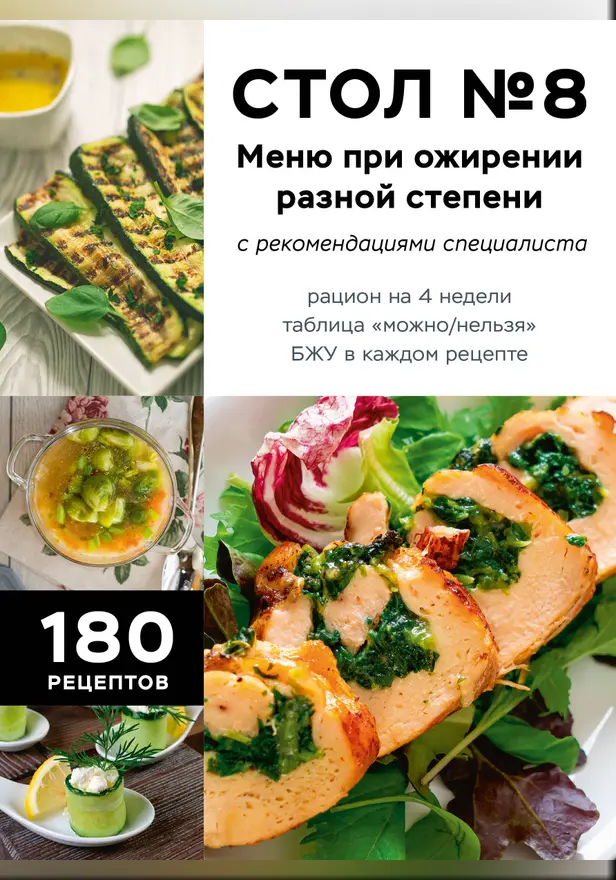 Стол №8. Меню при ожирении разной степени. Обложка