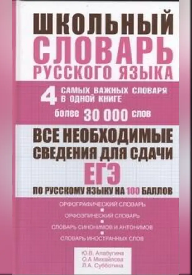 Школьный словарь русского языка. 4 самых важных словаря в одной книге. Обложка