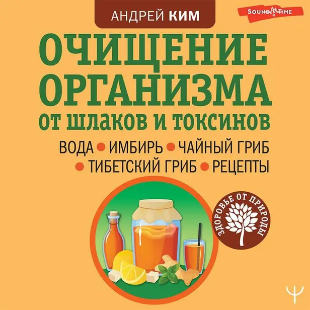 Очищение организма от шлаков и токсинов. Вода. Имбирь. Чайный гриб. Тибетский гриб. Рецепты. Обложка